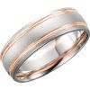 14K White Rose 7 mm Grooved Band with Bead Blast Finish Size 8 Ref 5188101