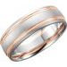 14K White/Rose 7 mm Grooved Band with Bead Blast Finish Size 11