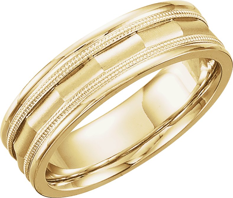 14K Yellow 6 mm Design Band with Milgrain Size 6 Ref 104428