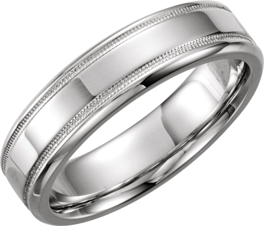 Platinum 6 mm Milgrain Flat Edge Band Size 12 Ref 173318