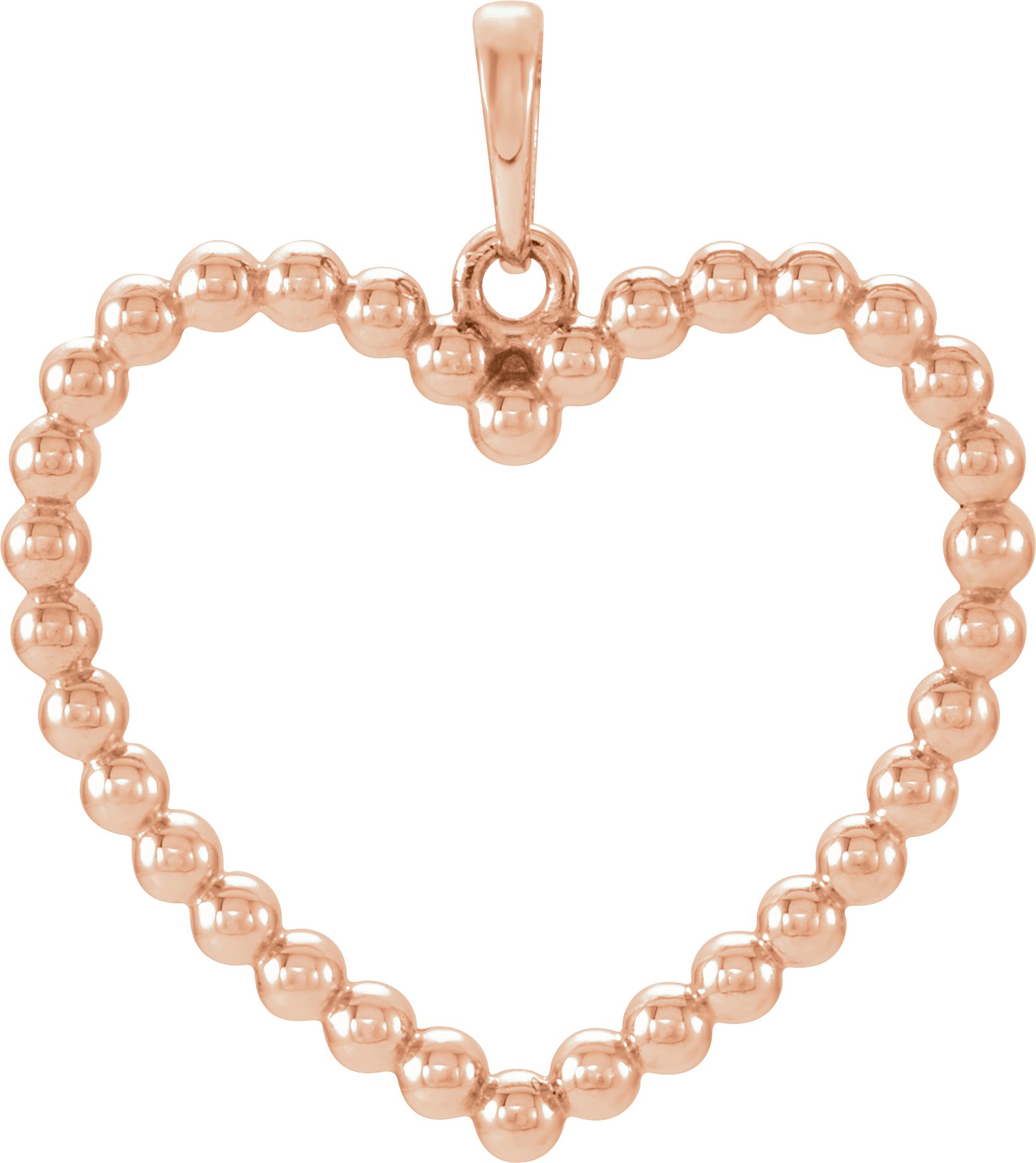 14K Rose Beaded Heart Pendant