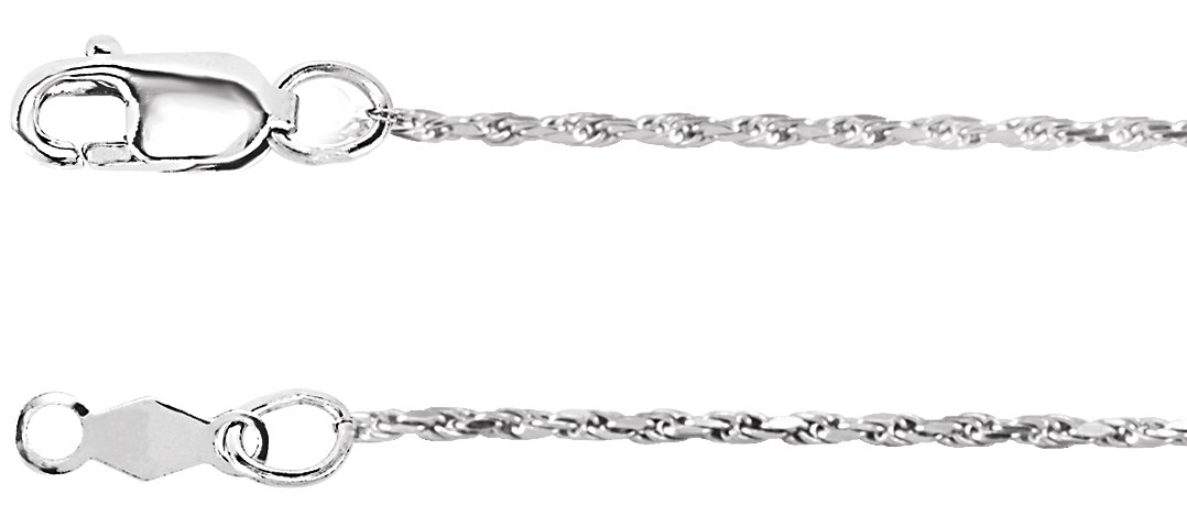 14K White 1 mm Diamond-Cut Rope 20" Chain