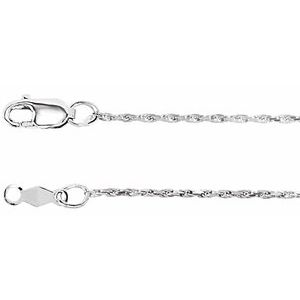 14K White 1 mm Diamond-Cut Rope 24" Chain