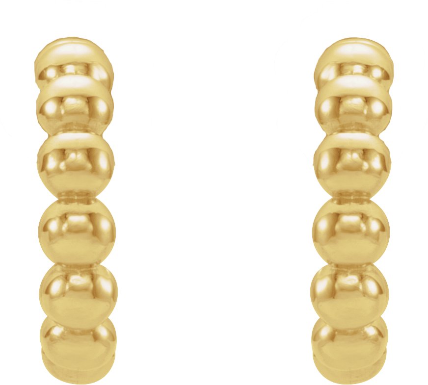 14K Yellow Beaded 12 mm Hoop Earrings