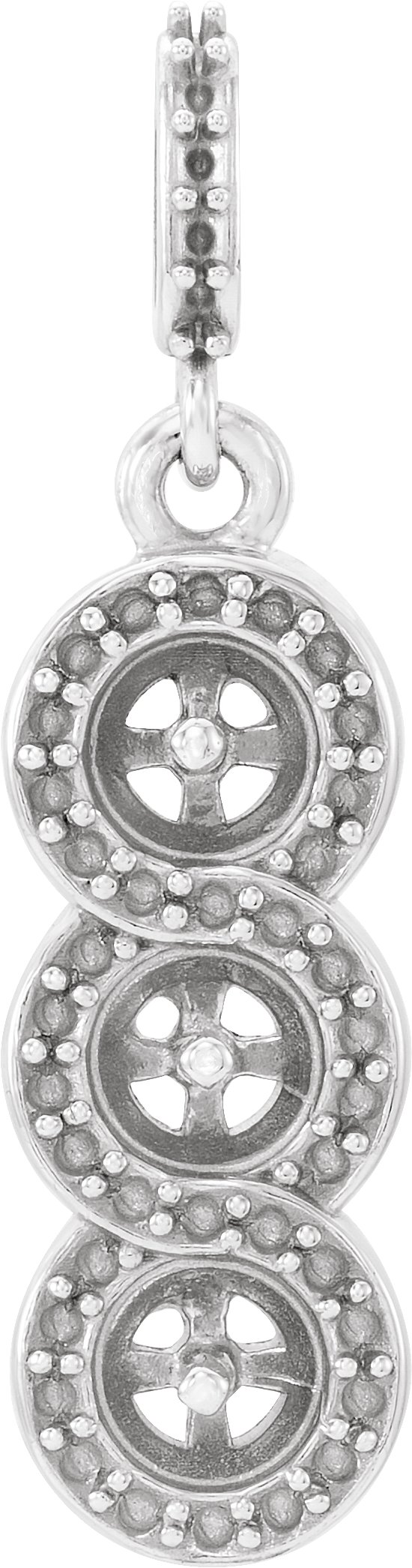 Three-Stone Halo-Style Pearl Pendant