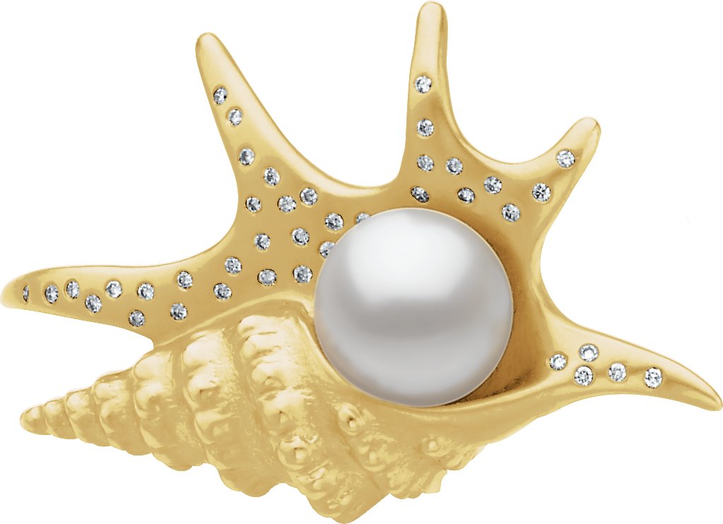 Shell Pearl Brooch