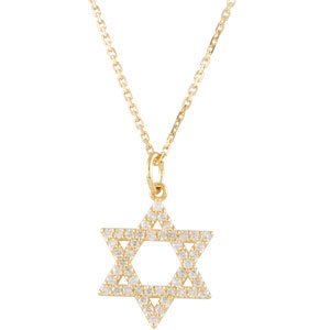 14K Yellow 1/5 CTW Natural Diamond Star of David Necklace 