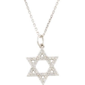 14K White 1/5 CTW Natural Diamond Star of David Necklace 