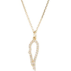 14K Yellow 1/10 CTW Natural Diamond Angel Wing 18" Necklace