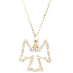 14K Yellow 1/3 CTW Natural Diamond Angel 16" Necklace 