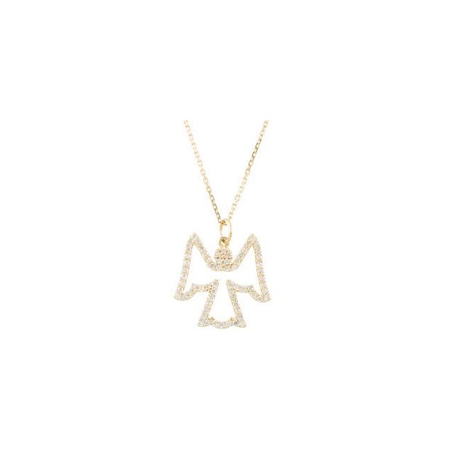 14K Yellow 1/3 CTW Natural Diamond Angel 16" Necklace 