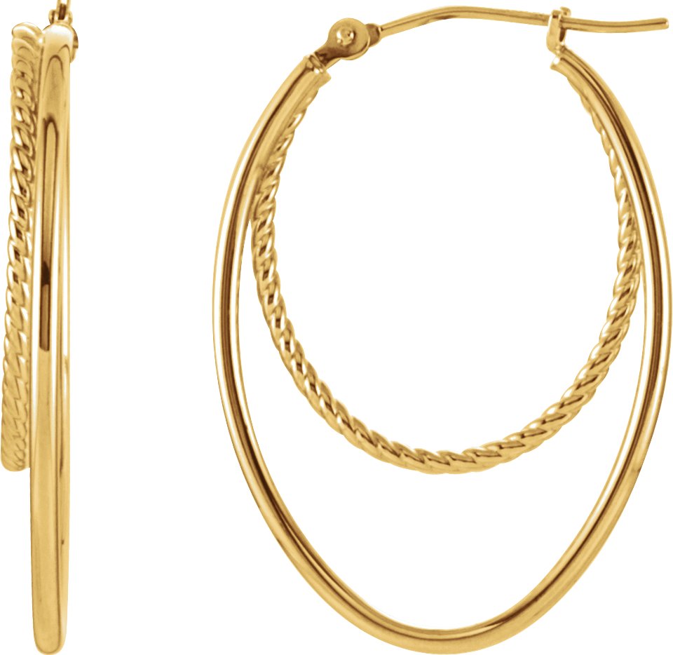 14K Yellow Tube 20 mm Hoop Earrings
