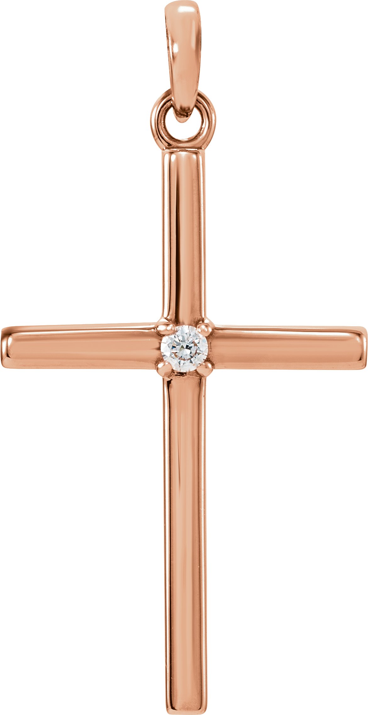 14K Rose .02 CT Natural Diamond Cross Pendant