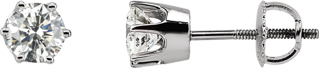 14K White 1 CTW Natural Diamond 6-Prong Stud Earrings