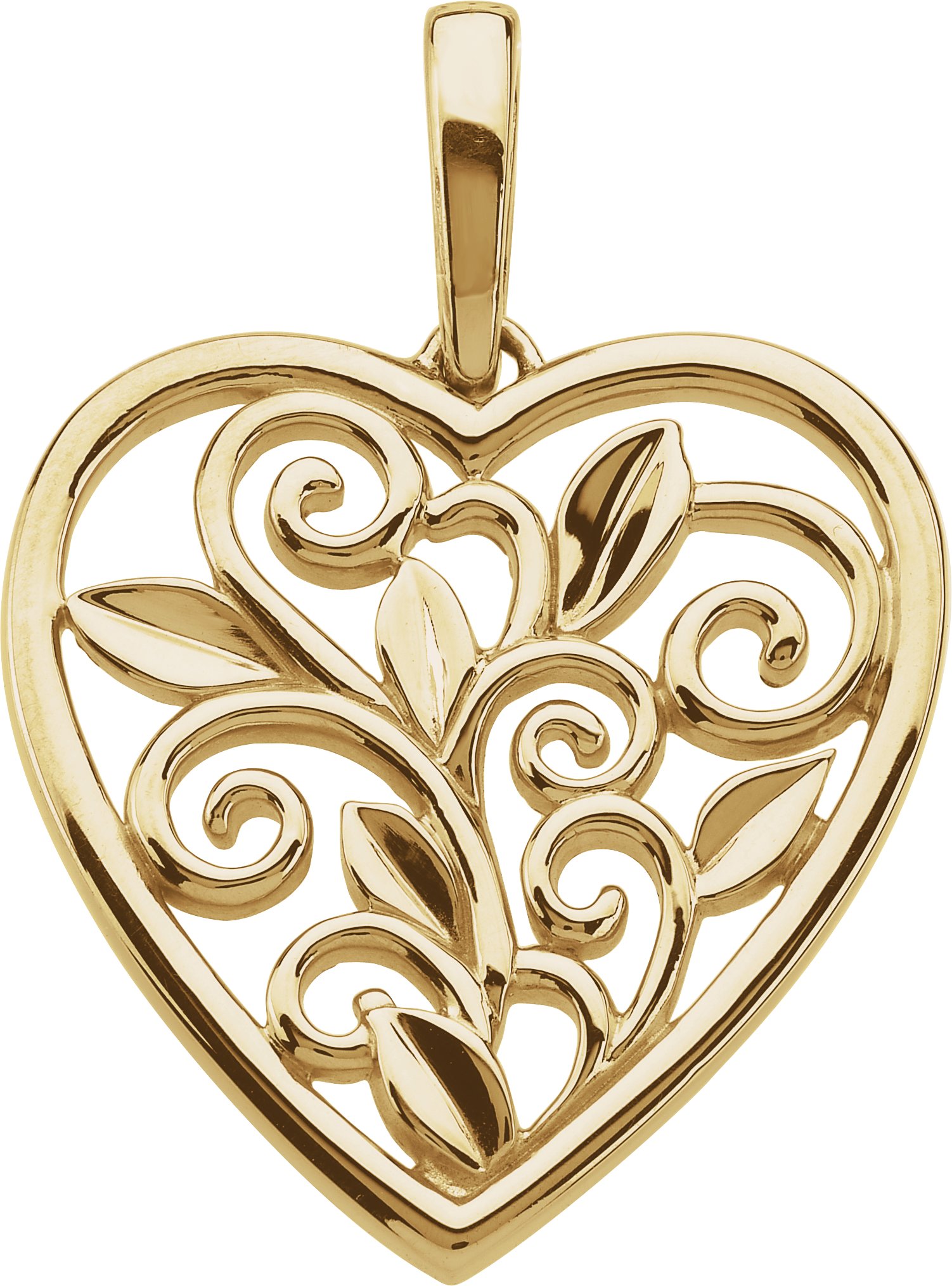 Scroll and Leaf Design Filigree Heart Pendant 30 x 27mm Ref 962122