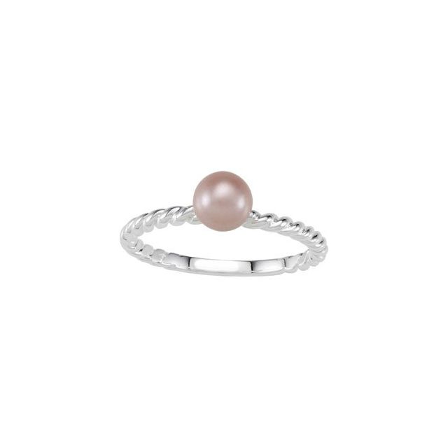 Sterling Silver Imitation Pink Pearl Rope Ring 