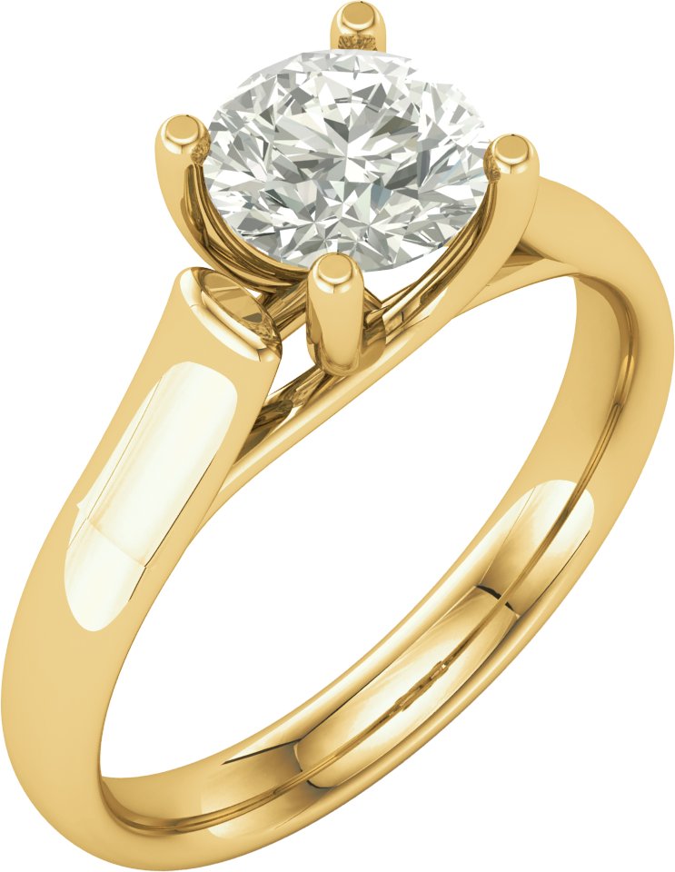 14K Yellow 7.5 mm Round Forever One™ Lab-Grown Moissanite Solitaire Engagement Ring