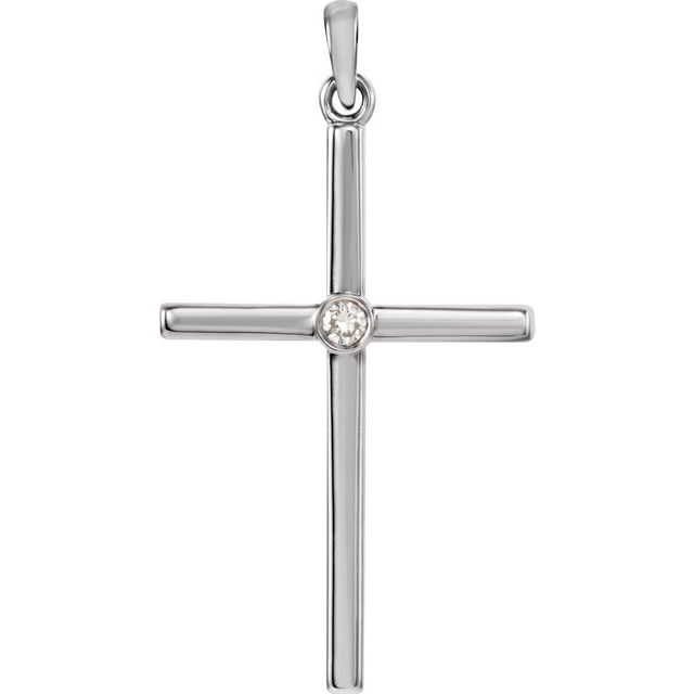 Platinum .03 CT Natural Diamond Cross Pendant