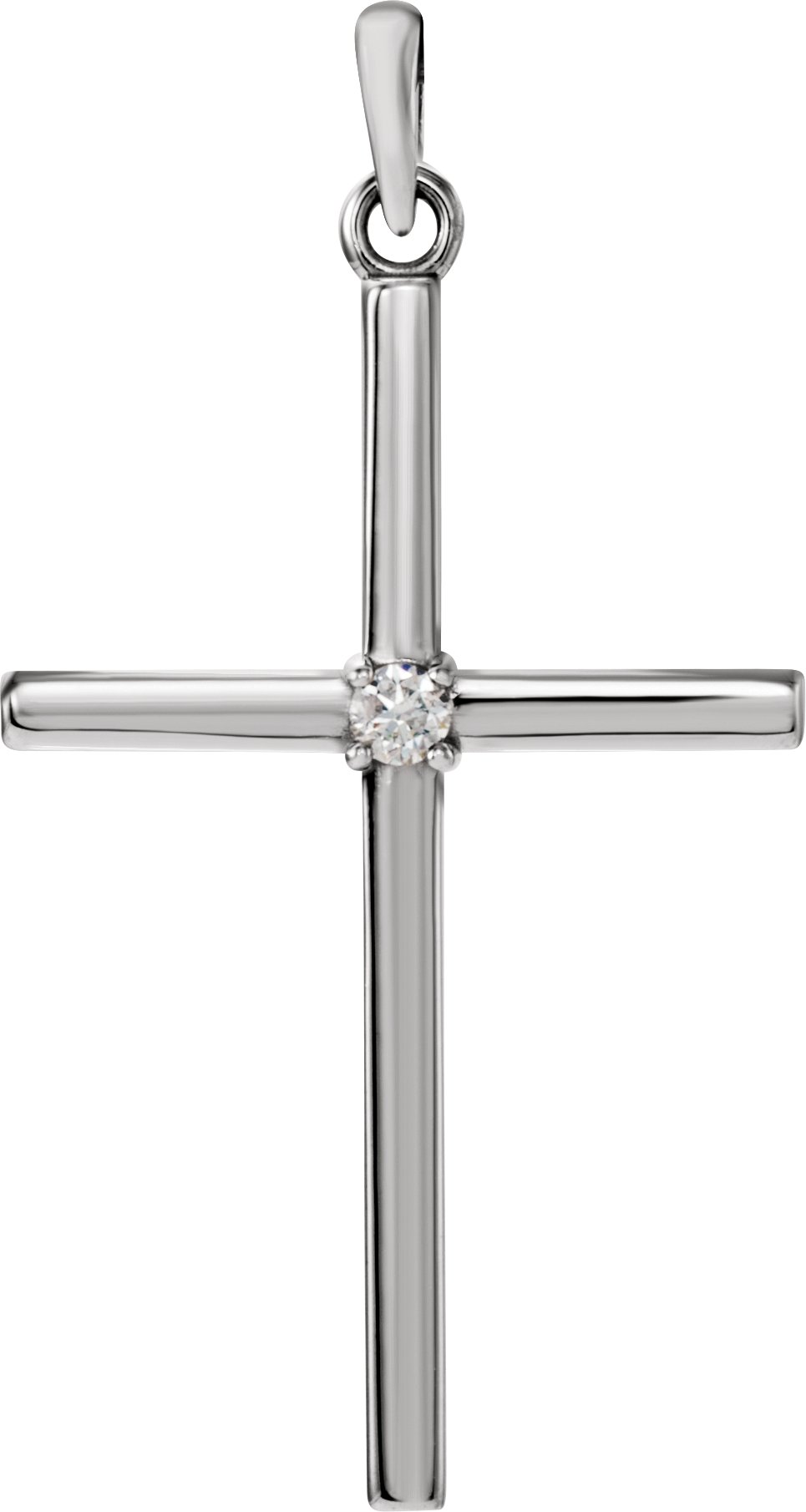 14K White .03 CT Natural Diamond Cross Pendant