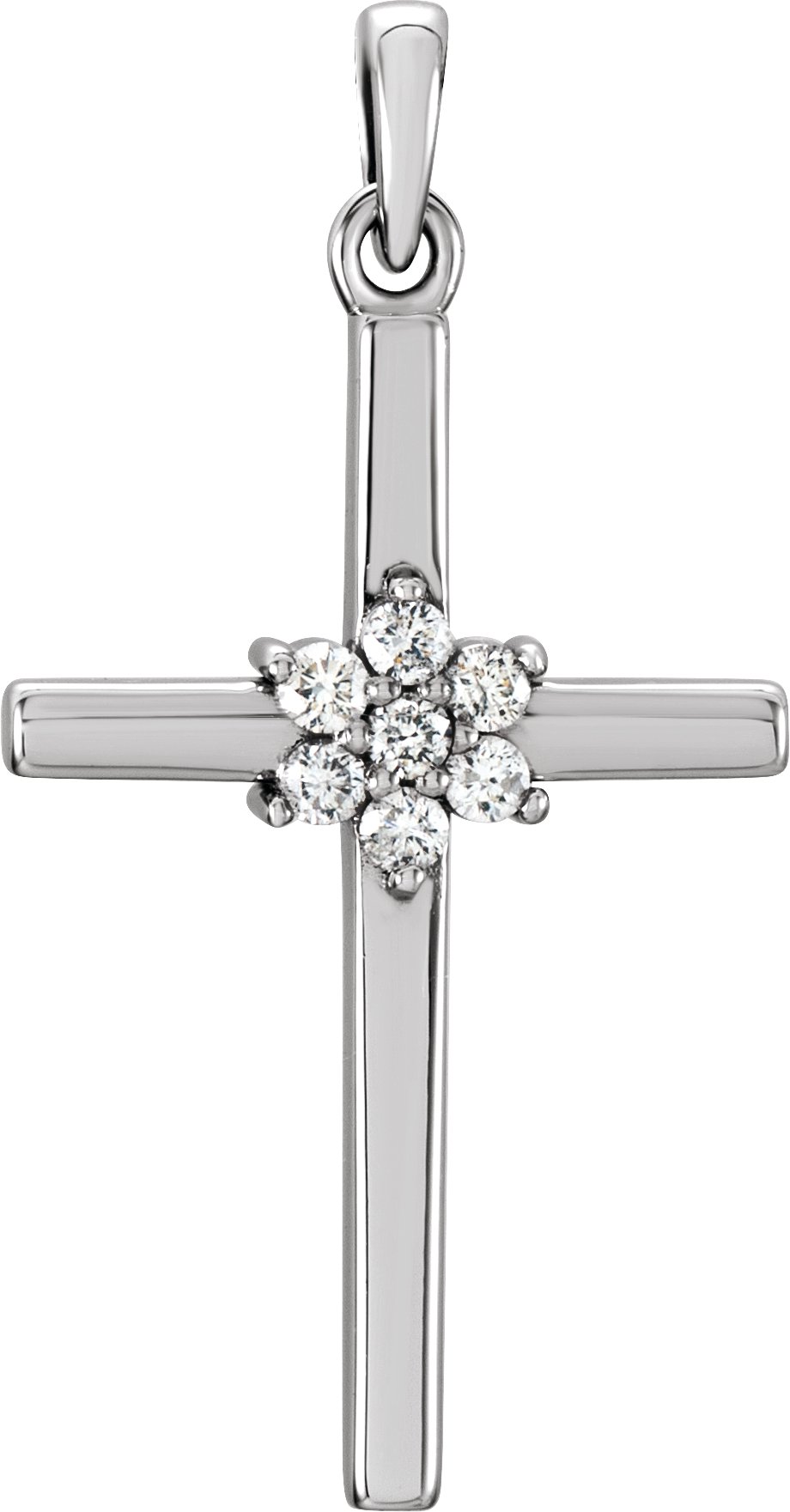 14K White 1/10 CTW Natural Diamond Cross Pendant