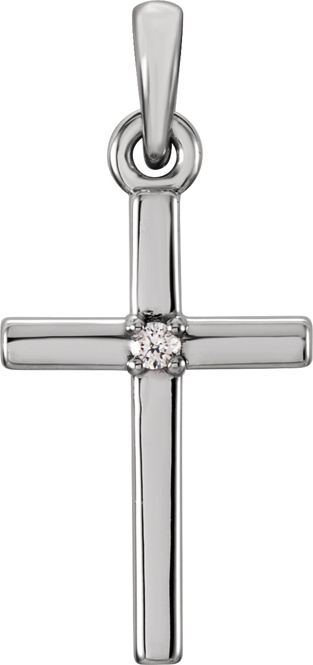 14K White 19.2x9 mm .01 CT Diamond Cross Pendant Ref. 10569956