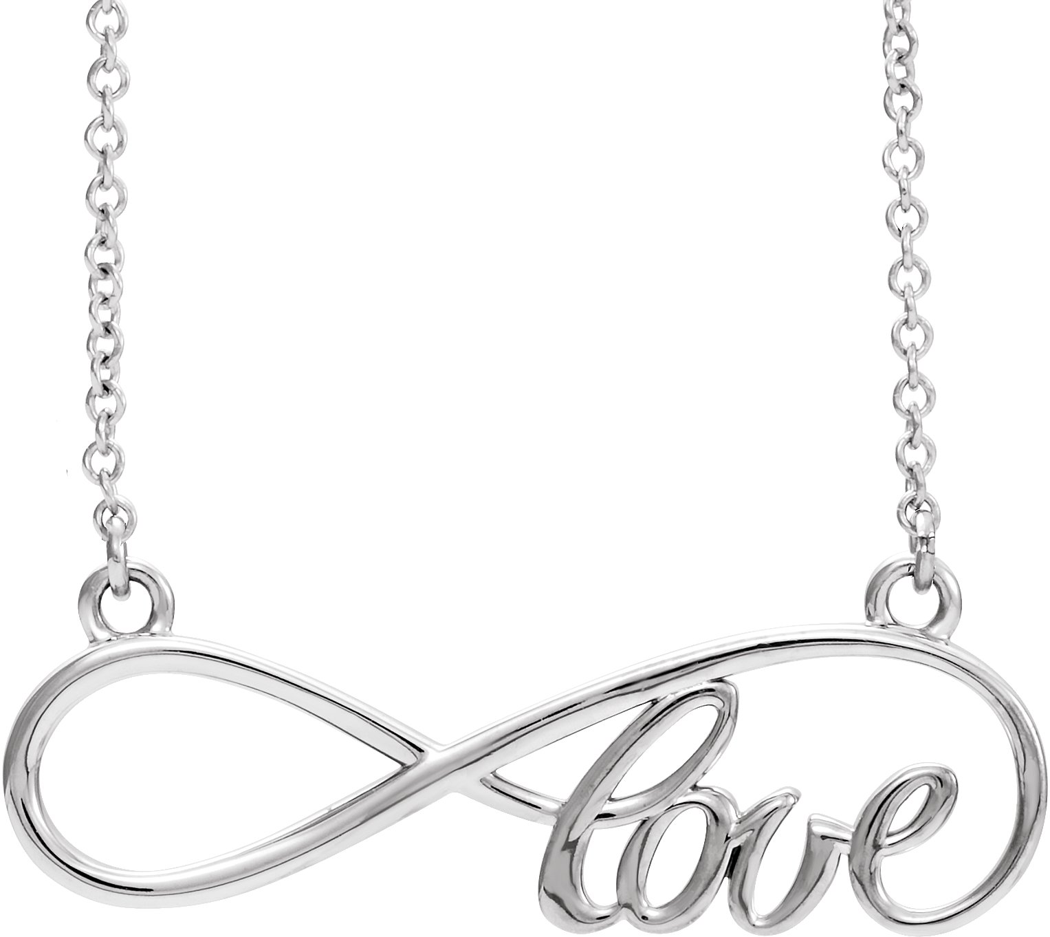Sterling Silver 27.5x8.4 mm Infinity-Inspired Love 17" Necklace
