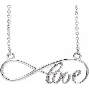 14K White 27.5x8.4 mm Infinity-Inspired Love 17" Necklace