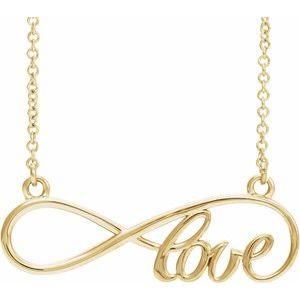 14K Yellow 27.5x8.4 mm Infinity-Inspired Love 17" Necklace