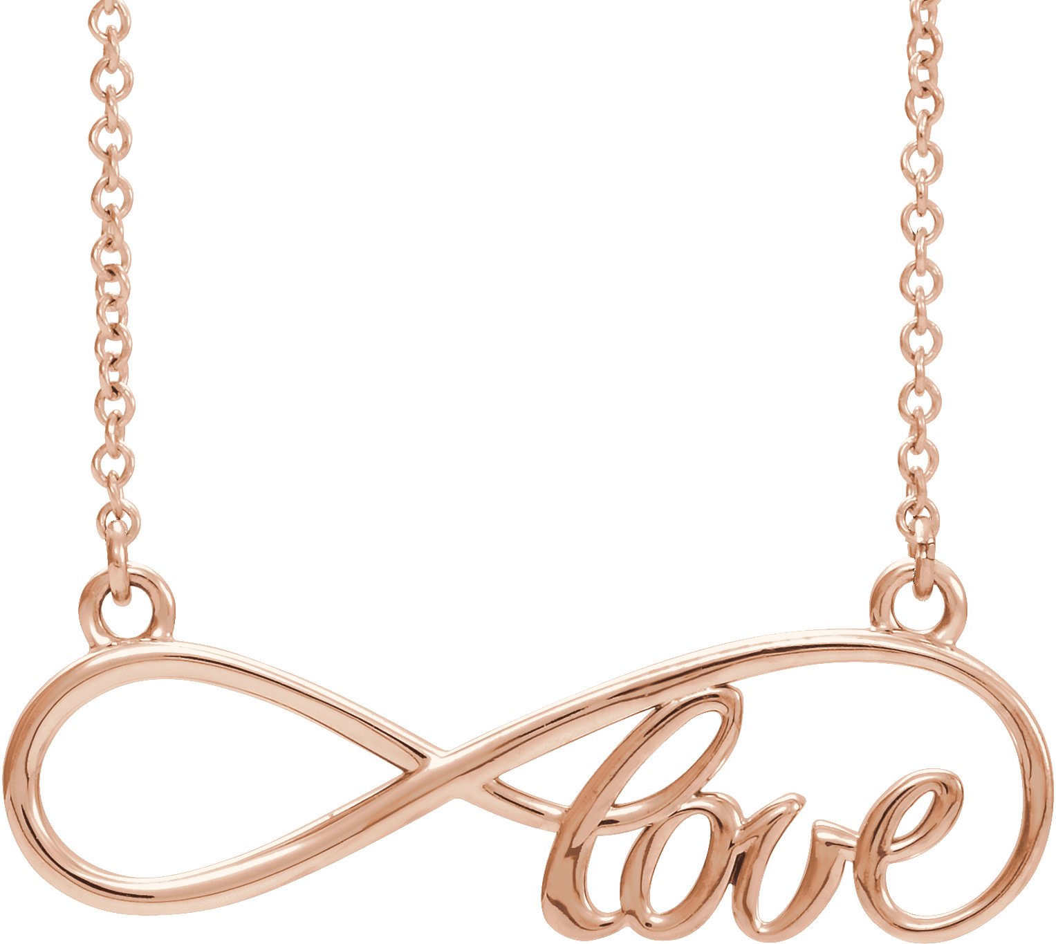 14K Rose 27.5x8.4 mm Infinity-Inspired Love 17" Necklace