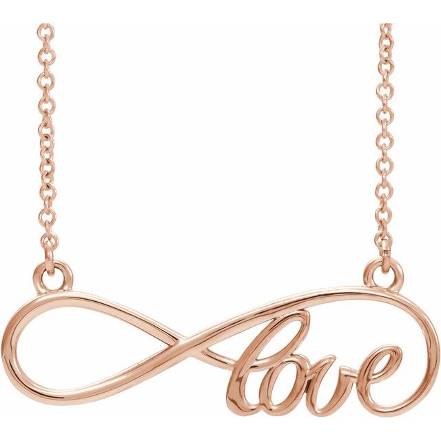 14K Rose 27.5x8.4 mm Infinity-Inspired Love 17 Necklace