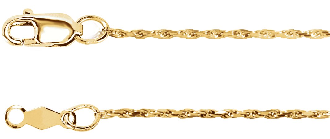 14K Yellow 1 mm Diamond-Cut Rope 16