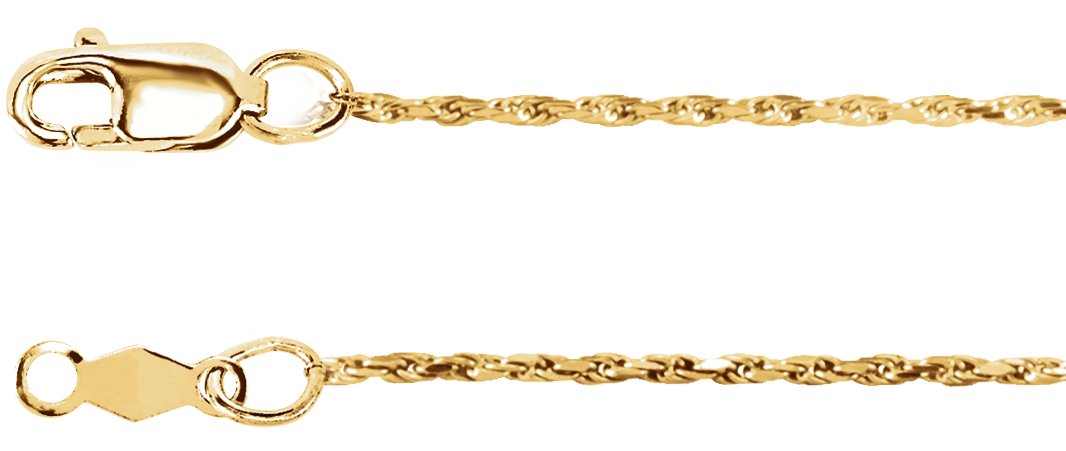 14K Yellow 1 mm Diamond-Cut Rope 24" Chain