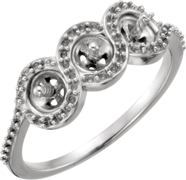 Three-Stone Halo-Style Pearl Ring