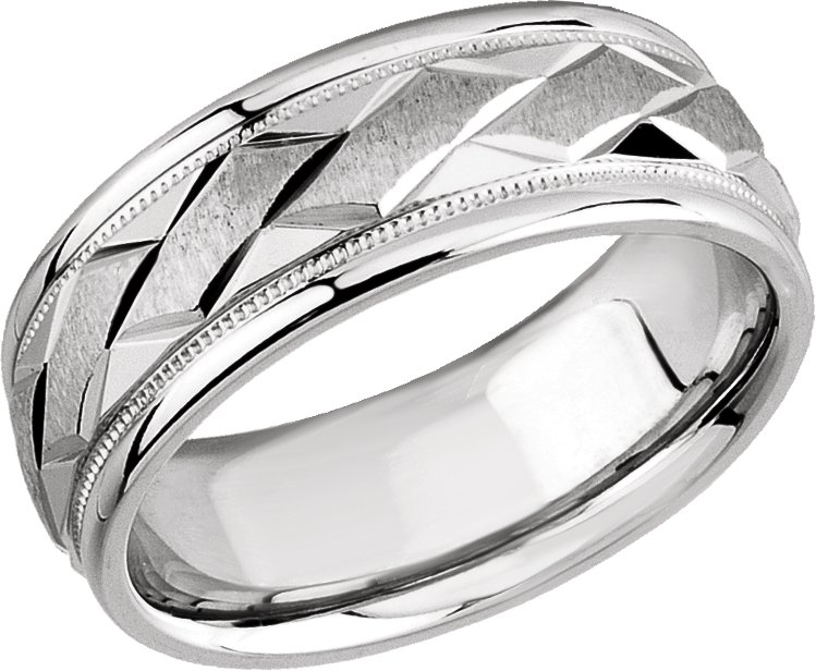 14K X1 White Comfort-Fit Pattern Band Size 12.5