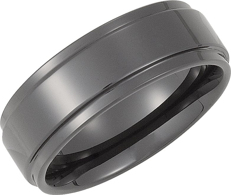 Ceramic Couture™ 8 mm Comfort-Fit Ridged Band Size 8.5