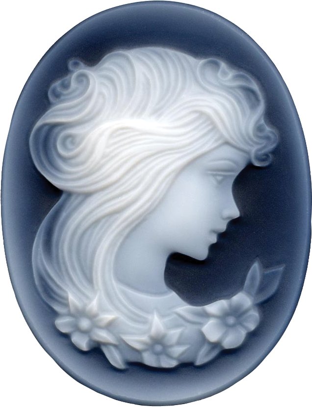 Oval Victorian Lady (B) Natural Black Agate Cameo