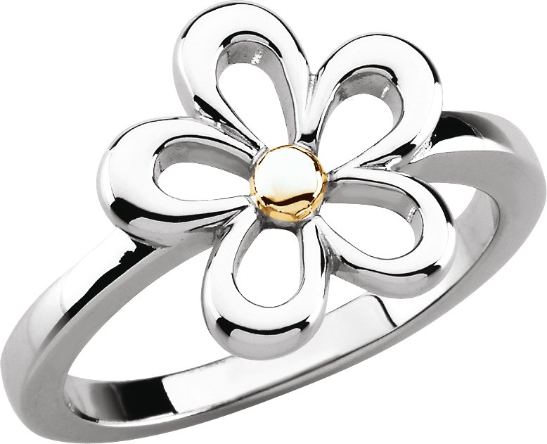 14K White & Yellow Flower Ring