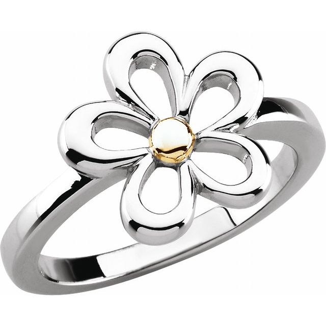 14K White Flower Ring