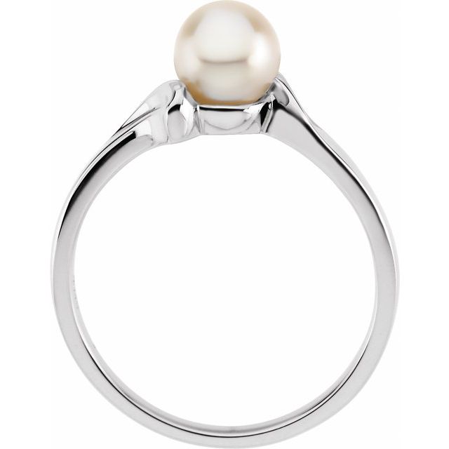 14K White Pearl Ring
