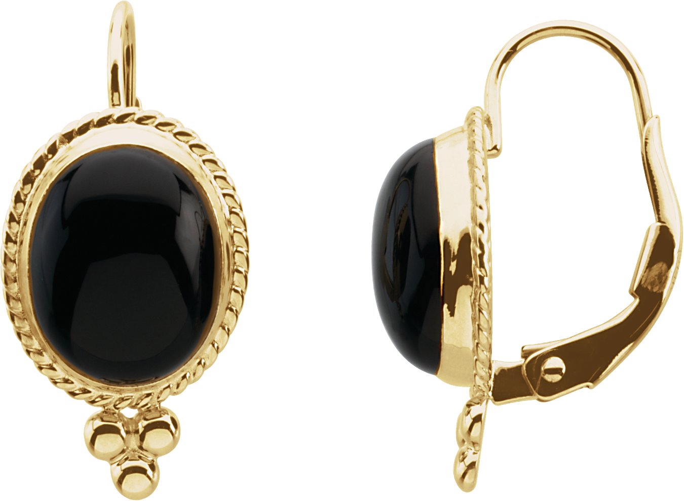 Genuine Onyx Cabochon Earrings 10 x 8mm Ref 575613