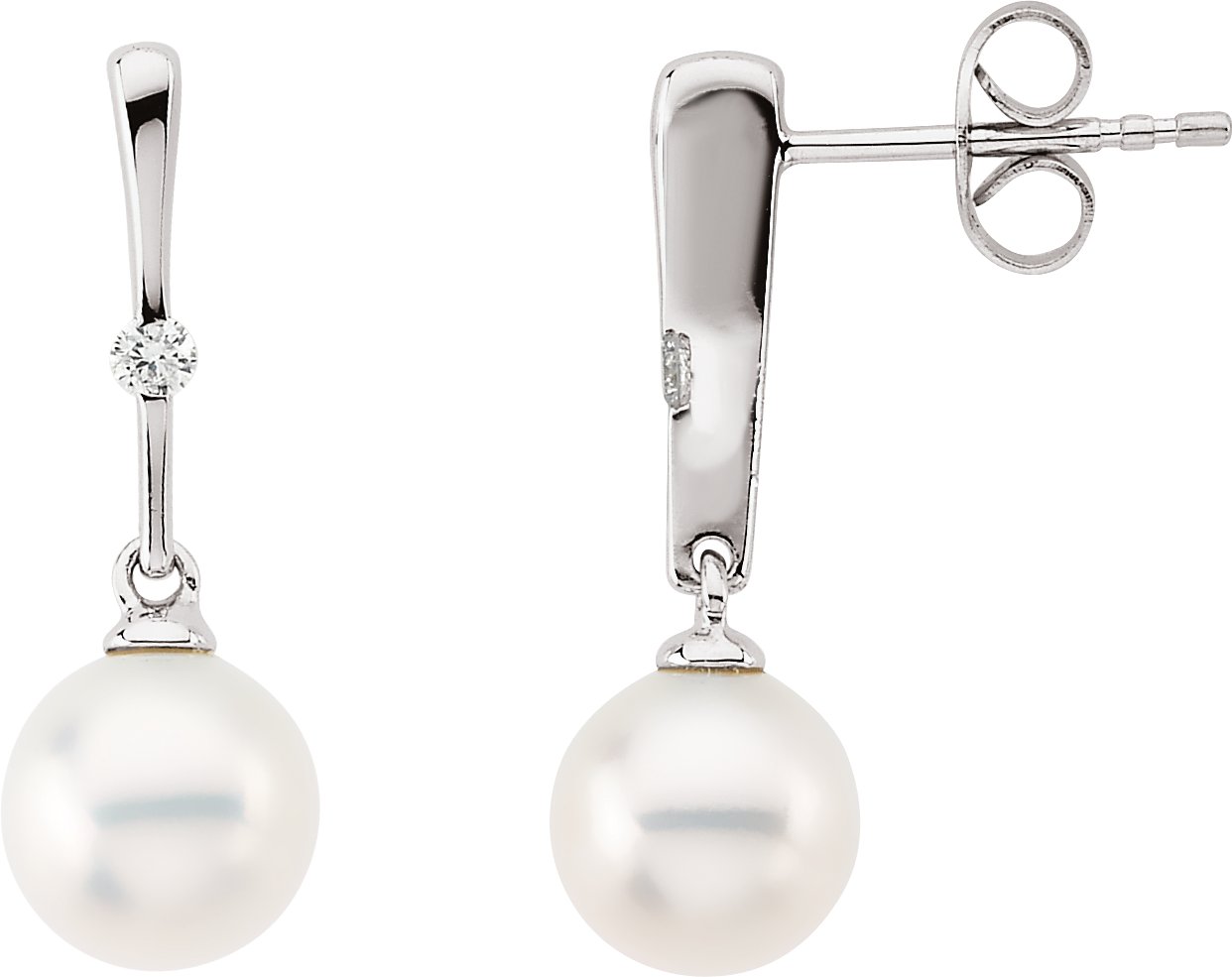 Freshwater Cultured Pearl & Diamond Earrings