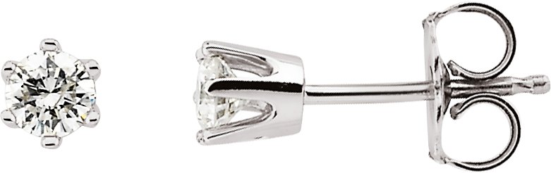 14K White 1/10 CT Natural Diamond Stud Earring