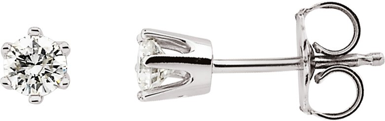 14K White 1/2 CTW Natural Diamond 6-Prong Stud Earrings