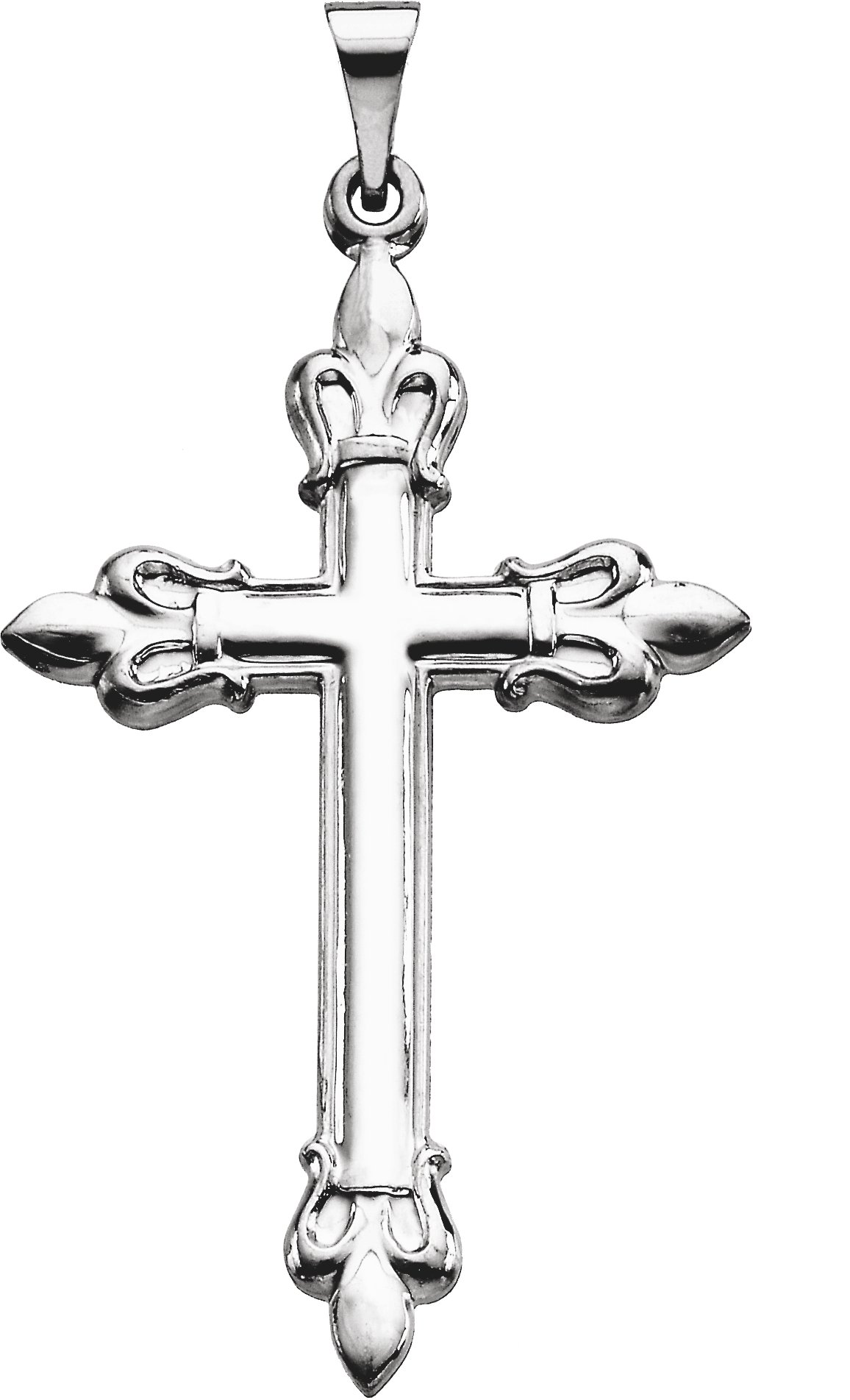 Platinum Fleur de lis Cross Pendant 35 x 23mm Ref 739295