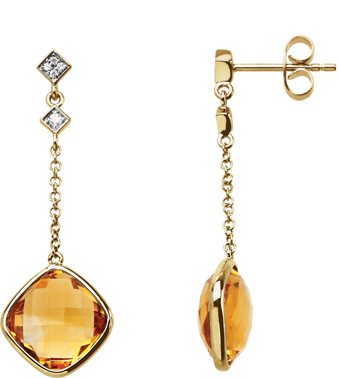 14K Yellow Citrine & .05 CTW Diamond Earrings