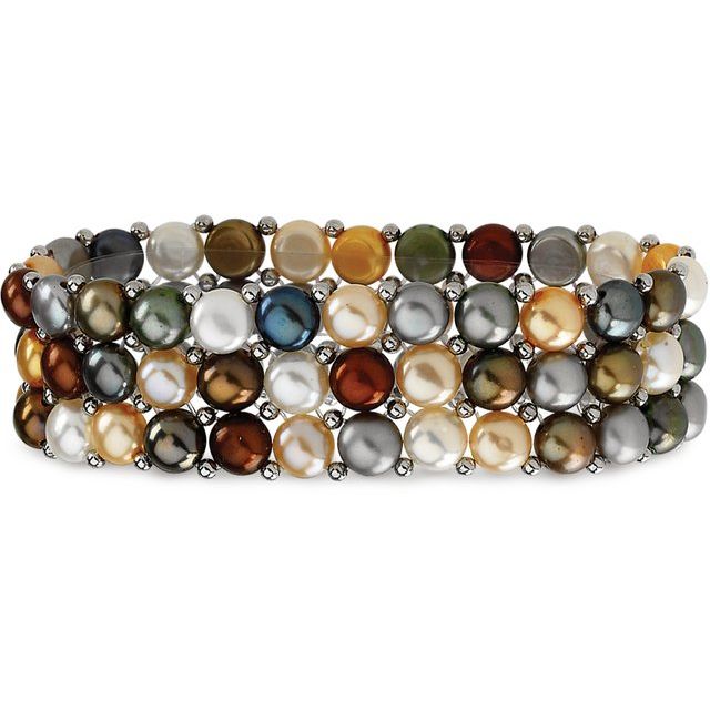 Sterling Silver Cultured Multi-Color Freshwater Pearl Stretch 7