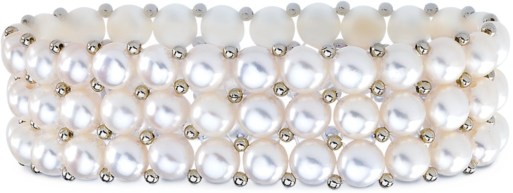 Sterling Silver Cultured White Freshwater Pearl Stretch 7