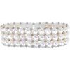 Sterling Silver Freshwater Cultured White Pearl 3 Row Stretch Bracelet Ref. 891743