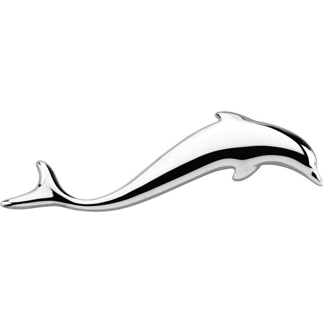 14K White Dolphin Brooch or Pendant