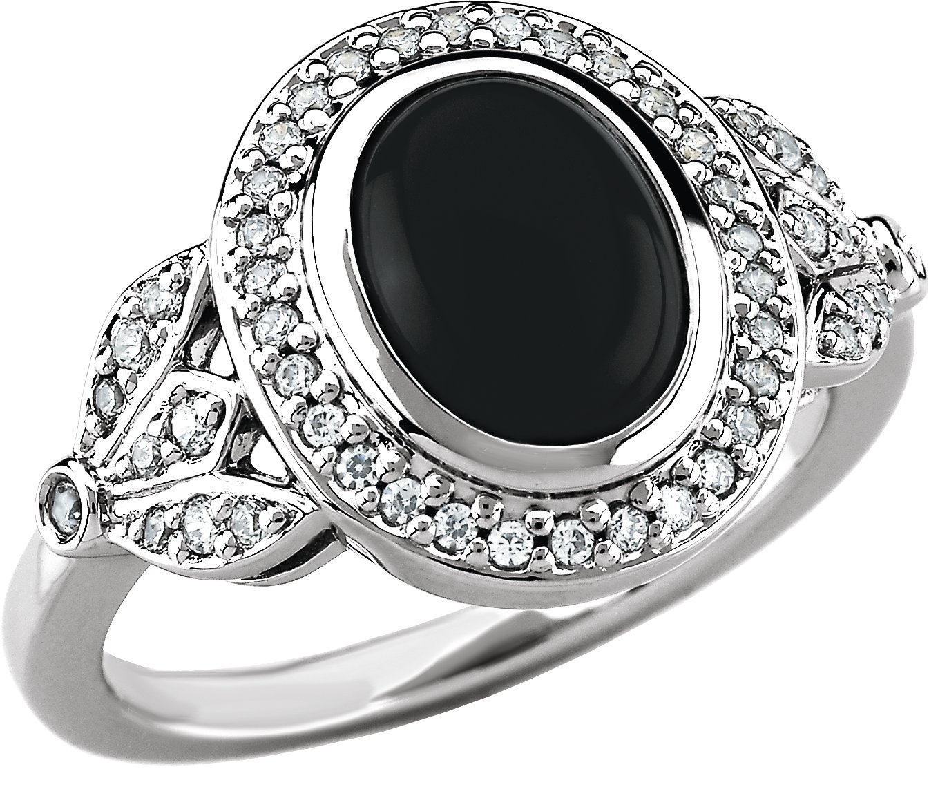 Vintage-Style Design Ring Mounting for Oval Gemstone and Diamonds